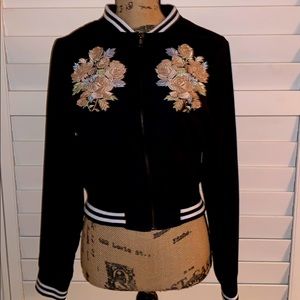 Chelsea & Violet Black & Floral Embroidered Jacket